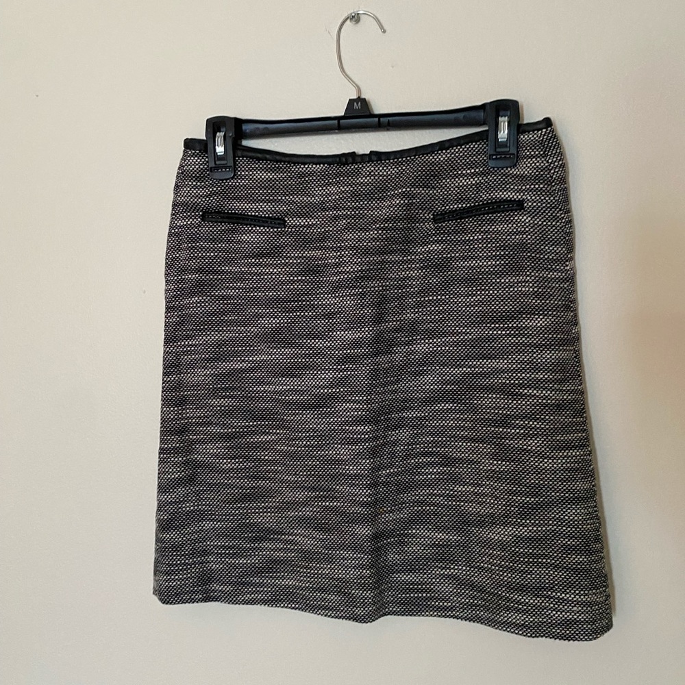 Calvin Klein black and white mini skirt with leather trim